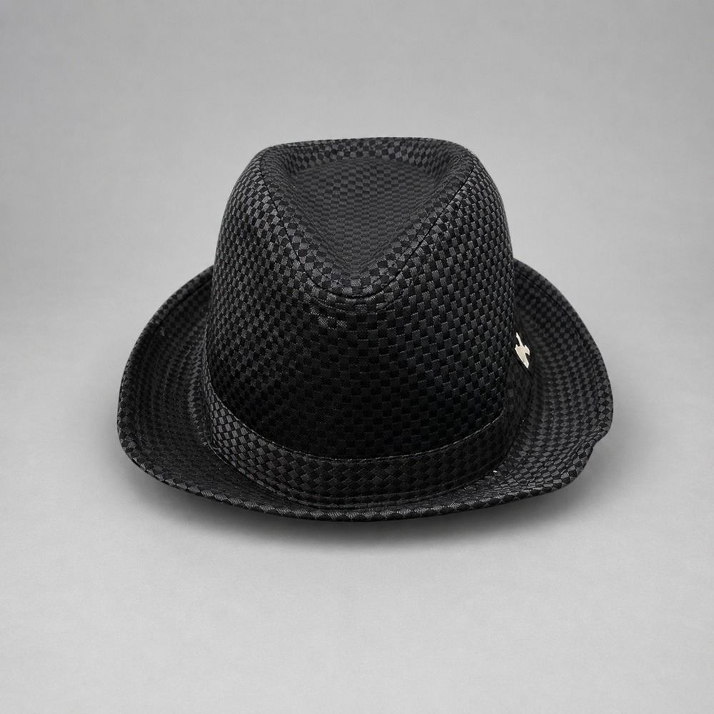 Kenny K Mens Fedora Hat Size Medium Black Tonal Checkered Classic Dress‎ Hat